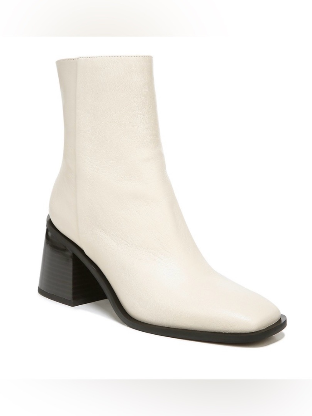SAM EDELMAN Premium Ivory Leather Ankle Boot with Block Heel. NWOB Retail- $180